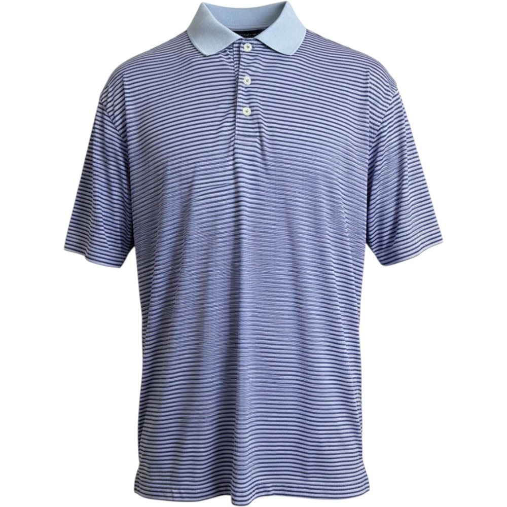 PGA‎ Tour Mens XL Airflux Striped Golf Polo Shirt Blue Purple Short Sleeve
